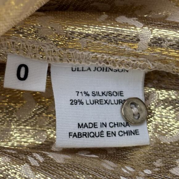 Ulla Johnson Size 0 Gold Silk Lurex Puff Sleeve Blouse Top - Picture 5 of 8